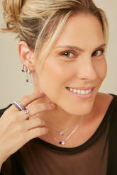 Silver Cloud Hoop, White Rhodium, Natural Blue Topaz + Give Magic Gift